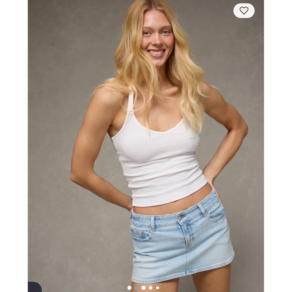 American Eagle Micro Perfect Skort Light Wash Low Rise Stretch Denim Size 4 27w